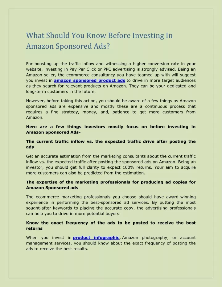 what should you know before investing in amazon