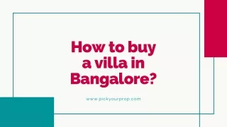 how to buy villa in Bangalore