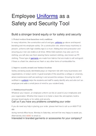 Employee Uniforms as a Safety and Security Tool