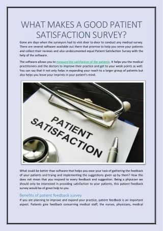 What makes a good patient satisfaction survey