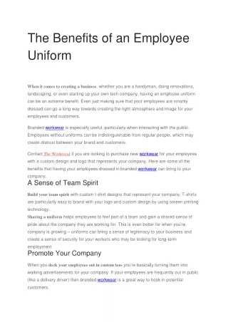 The Benefits of an Employee Uniform