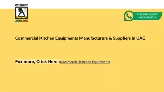 Commercial Kitchen Equipments Manufacturers & Suppliers in UAE