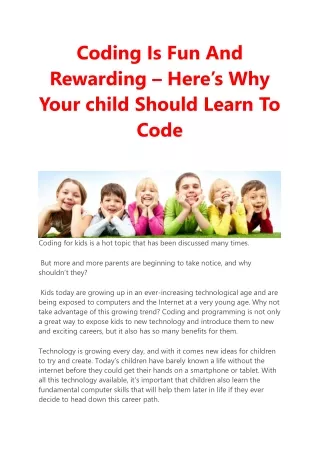 coding is fun and rewarding here s why your child