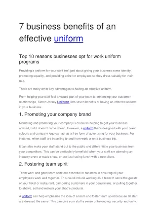 7 business benefits of an effective uniform