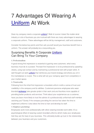 7 advantages of wearing a uniform at work
