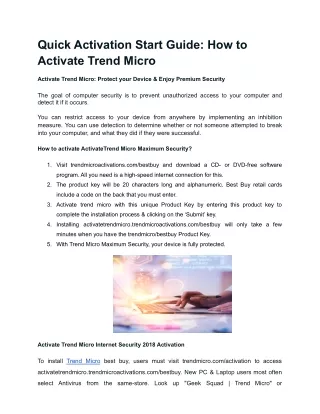 Quick Activation Start Guide_ How to Activate Trend Micro
