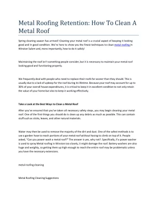 Metal Roofing Retention