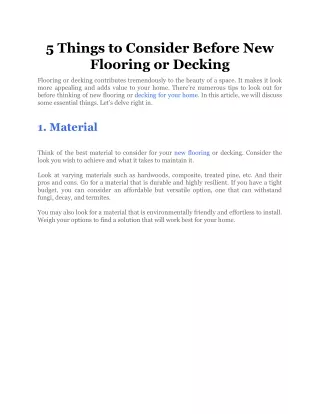 5 things to consider before new flooring