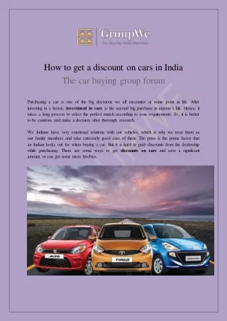 How to get a discount on cars in India