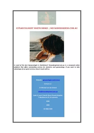 gynaecologist north shore drvandergriend com au