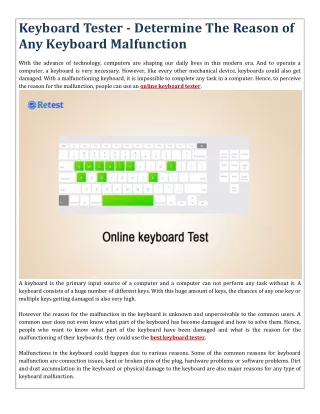 keyboard tester determine the reason