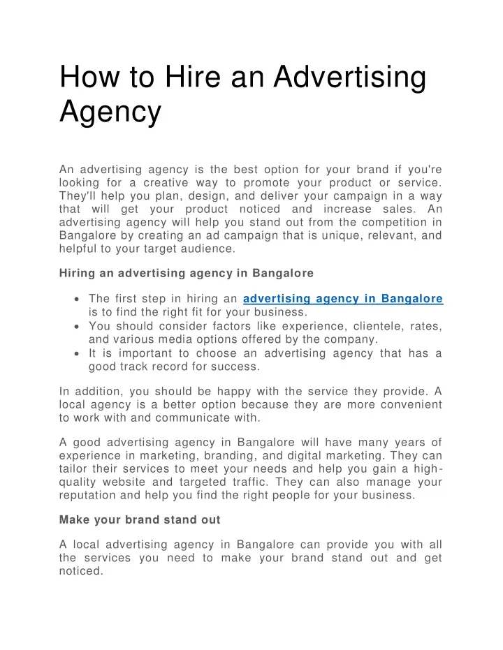 how to hire an advertising agency an advertising