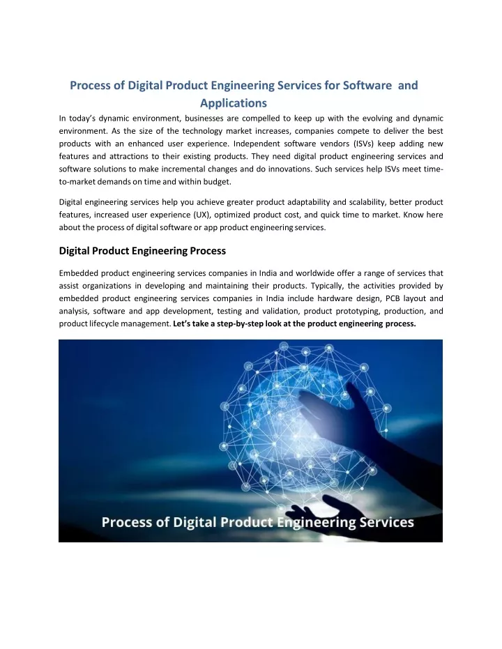 process of digital product engineering services