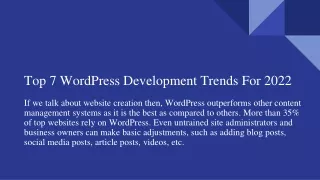 top 7 wordpress development trends for 2022