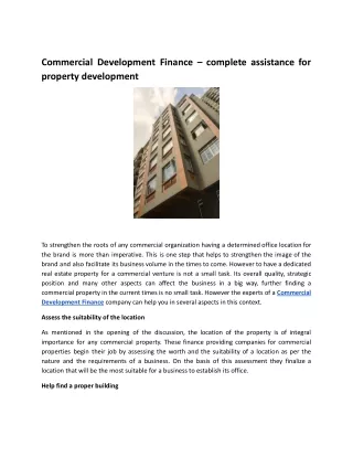 commercial development finance complete