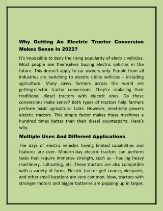 Why Getting an Electric Tractor Conversion Makes Sense in 2022