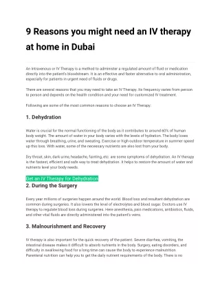 9 Reasons you might need an IV therapy at home in Dubai