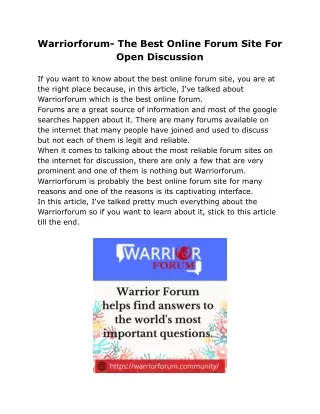 Warriorforum- The Best Online Forum Site