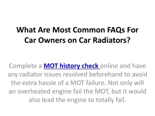 what are most common faqs for car owners on car radiators