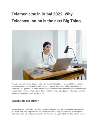Telemedicine in Dubai 2022_ Why Teleconsultation is the next Big Thing.