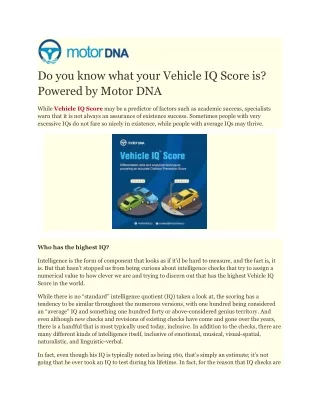 do you know what your vehicle iq score is powered