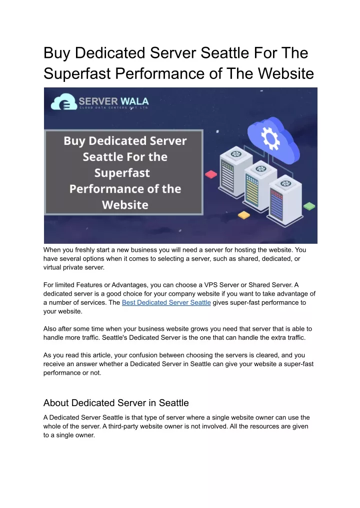 buy dedicated server seattle for the superfast