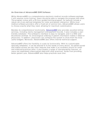an overview of advancedmd ehr software