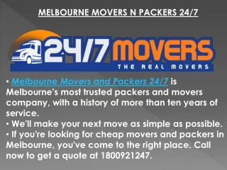 Interstate Services provided by Melbourne Movers N Packers 24/7