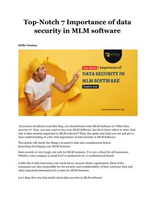 Top-Notch 7 Importance of Data Security in MLM Software