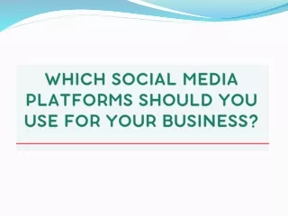 Which Social Media platforms should you use for your Business?