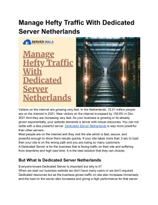 manage hefty traffic with dedicated server