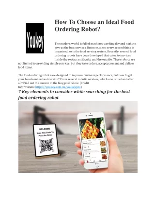 How To Choose an Ideal Food Ordering Robot