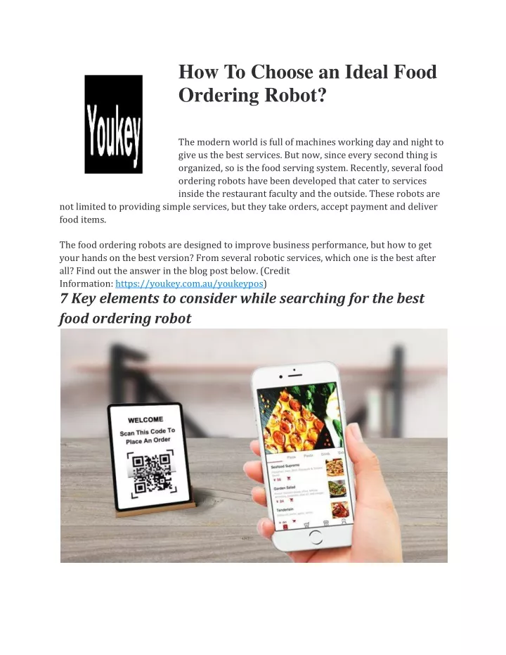 how to choose an ideal food ordering robot