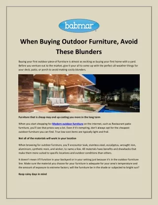 When buying outdoor furniture, avoid these blunders