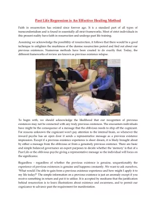 past life regression is an effective healing