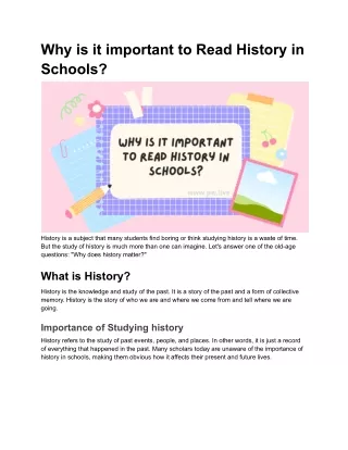 why is it important to read history in schools