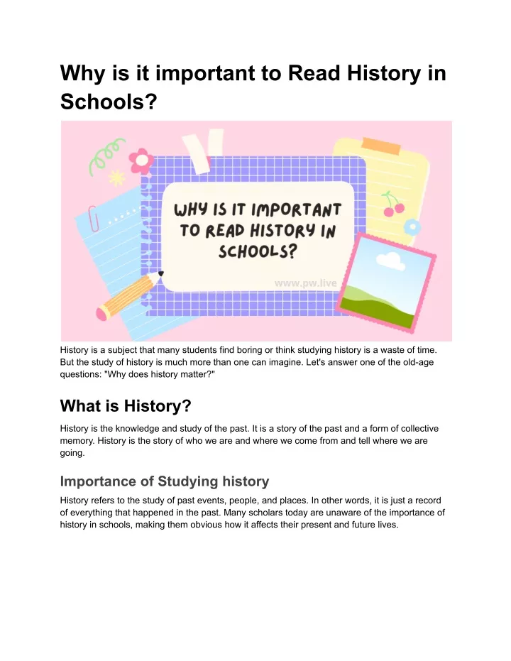 why is it important to read history in schools