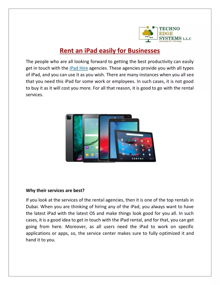 rent an ipad easily for businesses