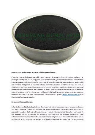 Prevent Pests And Diseases By Using Soluble Seaweed Extract 