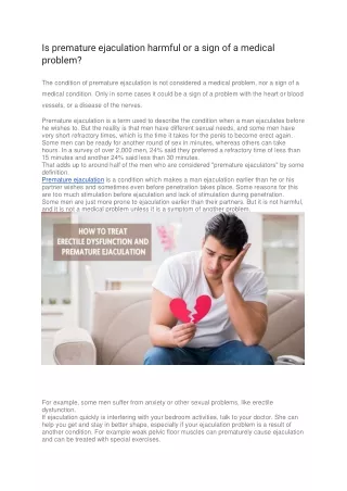is premature ejaculation harmful or a sign