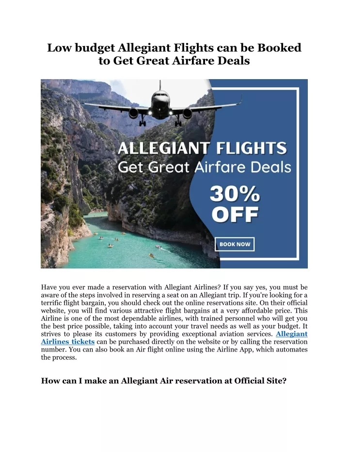 low budget allegiant flights can be booked