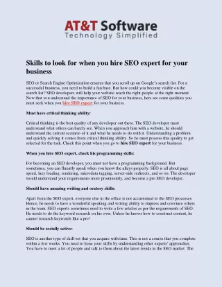 skills to look for when you hire seo expert