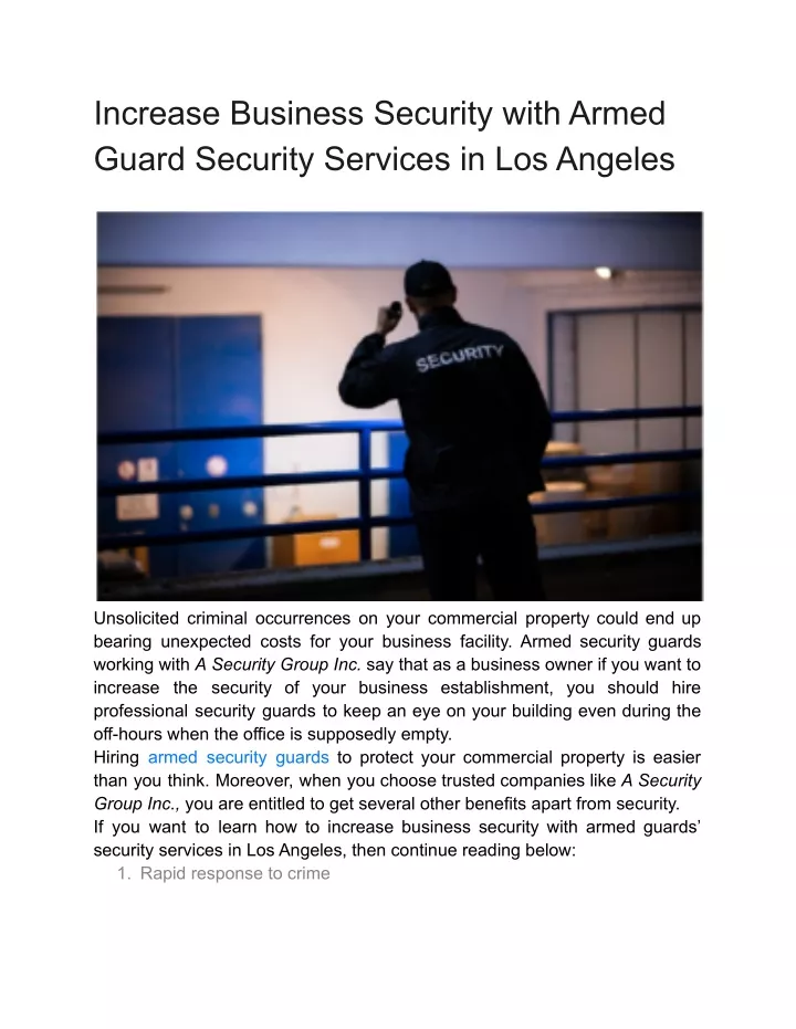 increase business security with armed guard