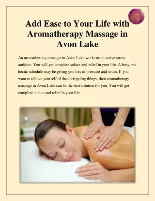 add ease to your life with aromatherapy massage
