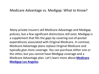 Medicare Advantage vs. Medigap What to Know?