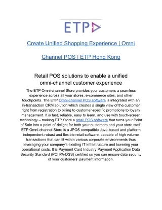 create unified shopping experience omni