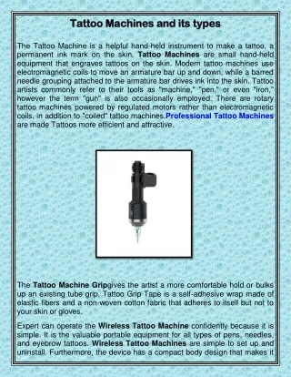 Tattoo Machines and its types
