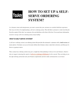 HOW TO SET UP A SELF-SERVE ORDERING SYSTEM?