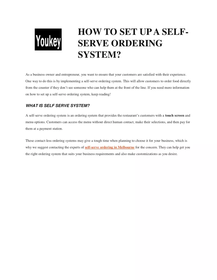how to set up a self serve ordering system