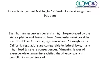leave management training in california leave management solutions